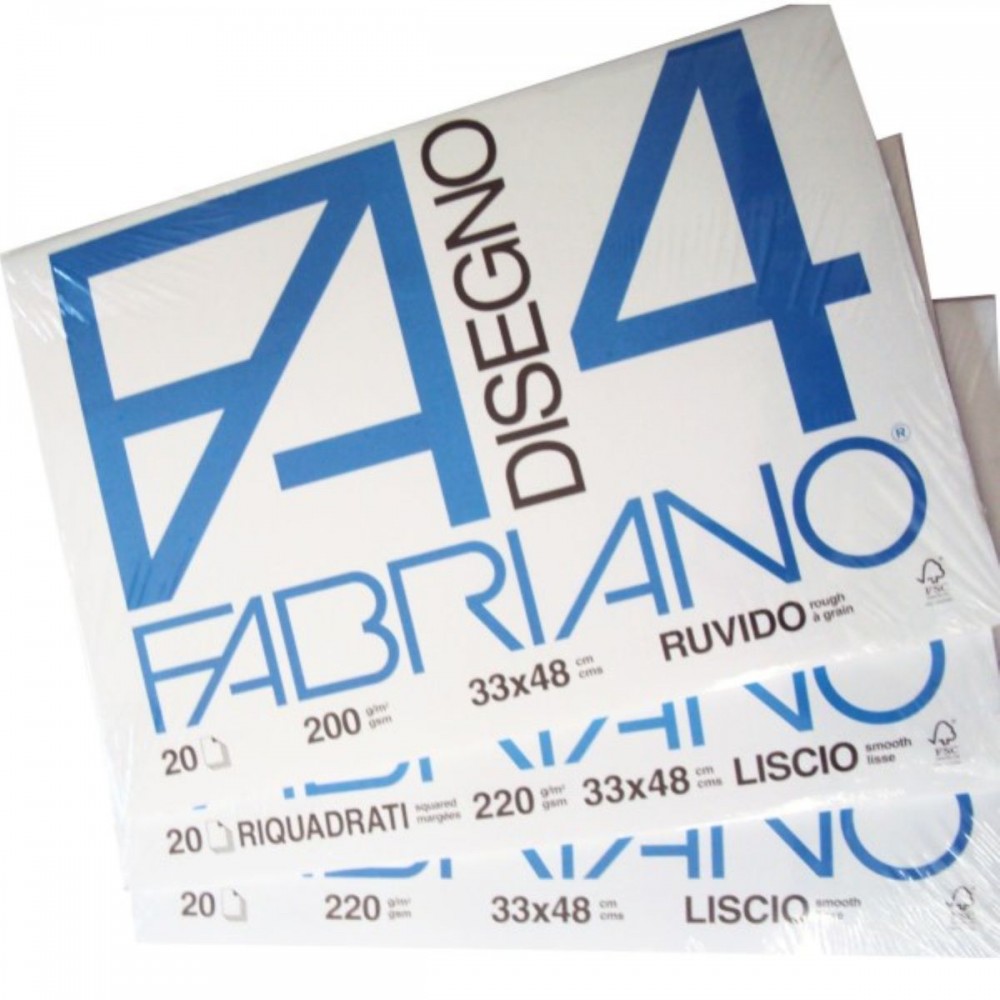 Album da Disegno Fabriano F4 Blocchi Fabriano 24x33cm RUVIDO 200 gr. 20 fg.