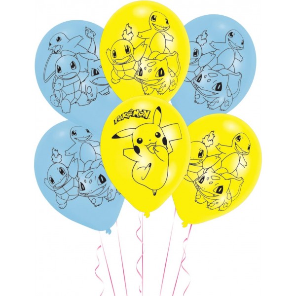 Palloncini per festa di compleanno a tema Pokémon, Pokemon 27,9 cm,  confezione da 6